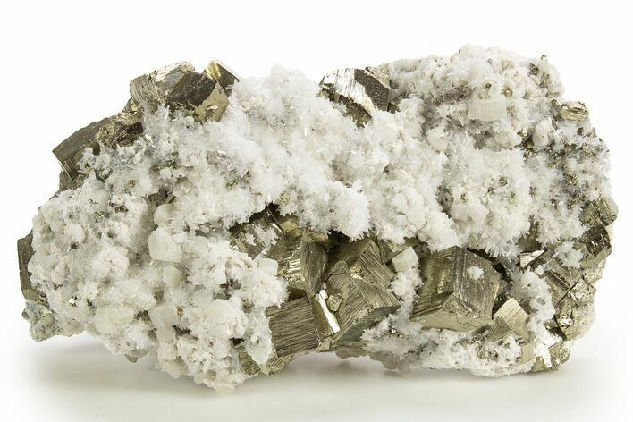 Gleaming Cubic Pyrite Cluster with Quartz & Fluorapatite - Peru #329325